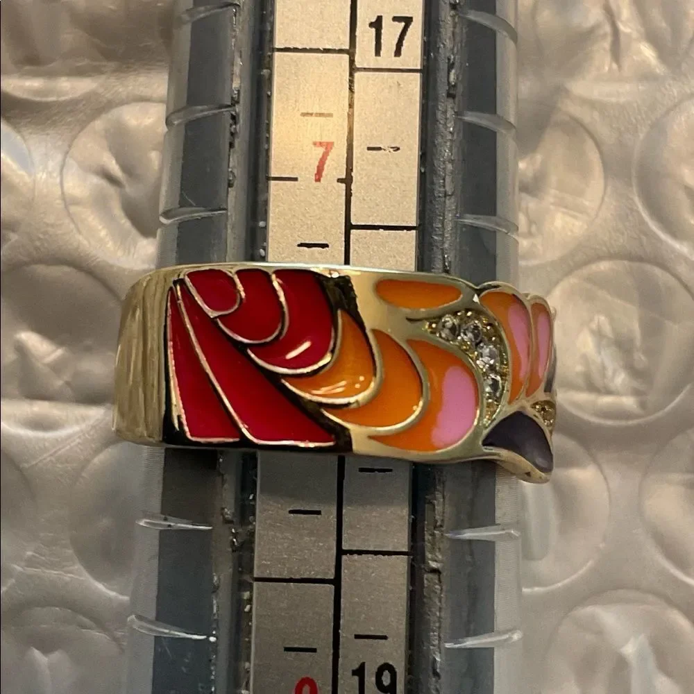 COPY - ENAMEL ABSTRACT ADJUSTABLE RING‎